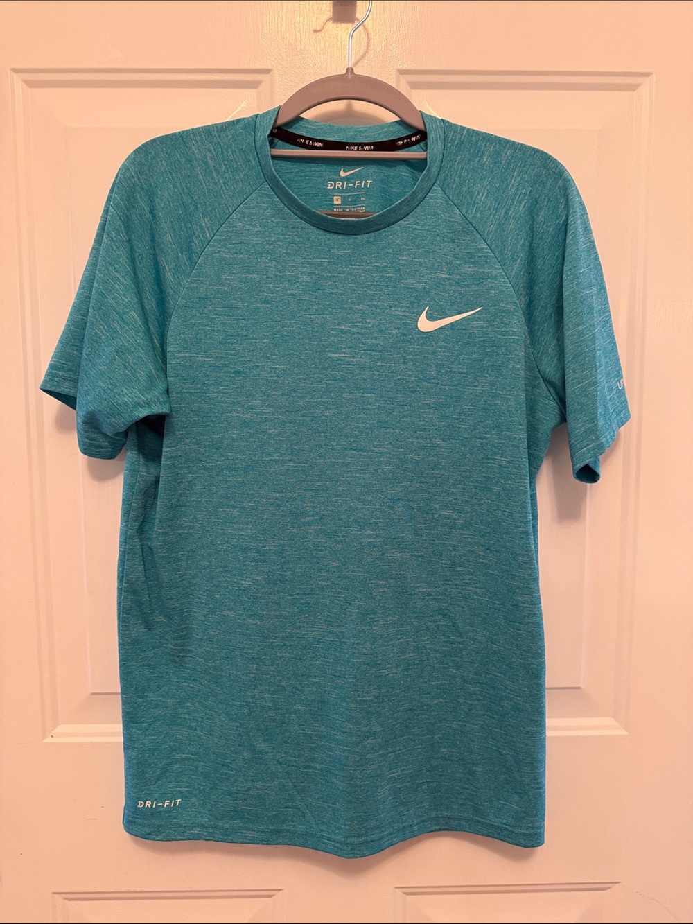 Nike swim Short Sleeve Dri-FIT Heather Teal Athletic Tee - Picture 1 of 6